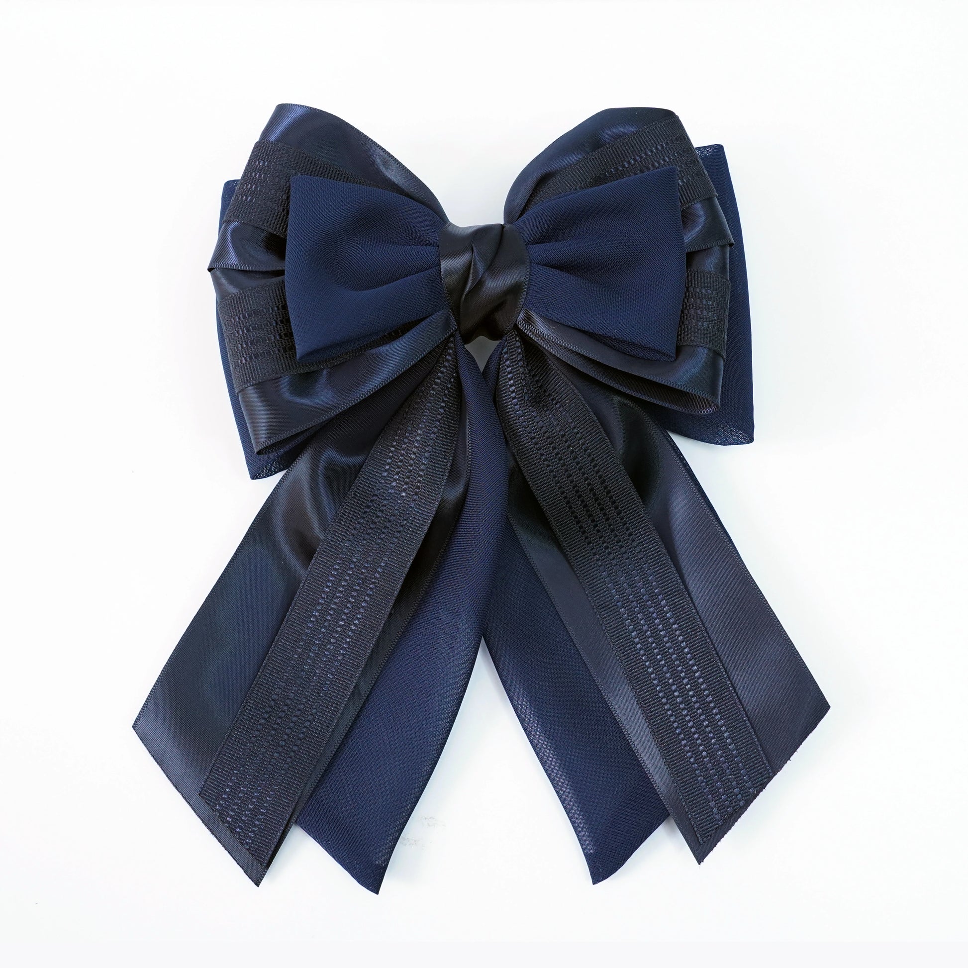 Navy blue bow with textured ribbon