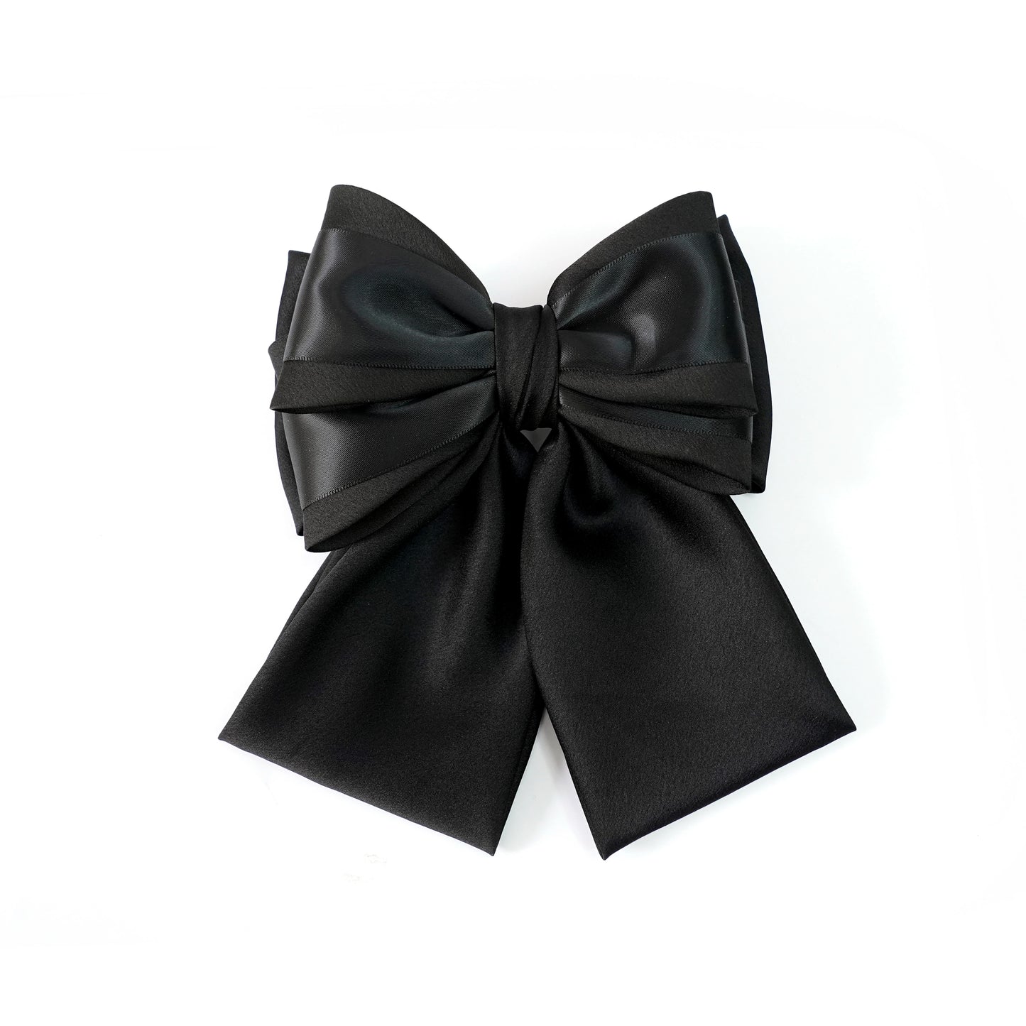Soft Satin Bow Clip with Satin Ribbon (Black)