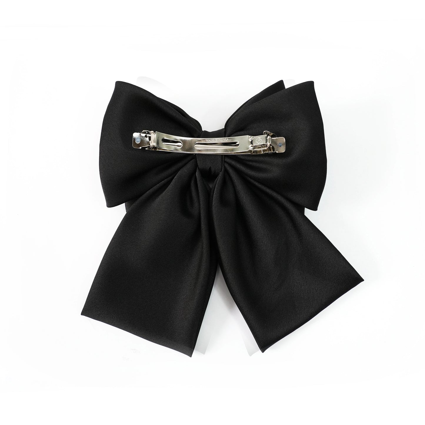 Soft Satin Bow Clip with Satin Ribbon (Black)