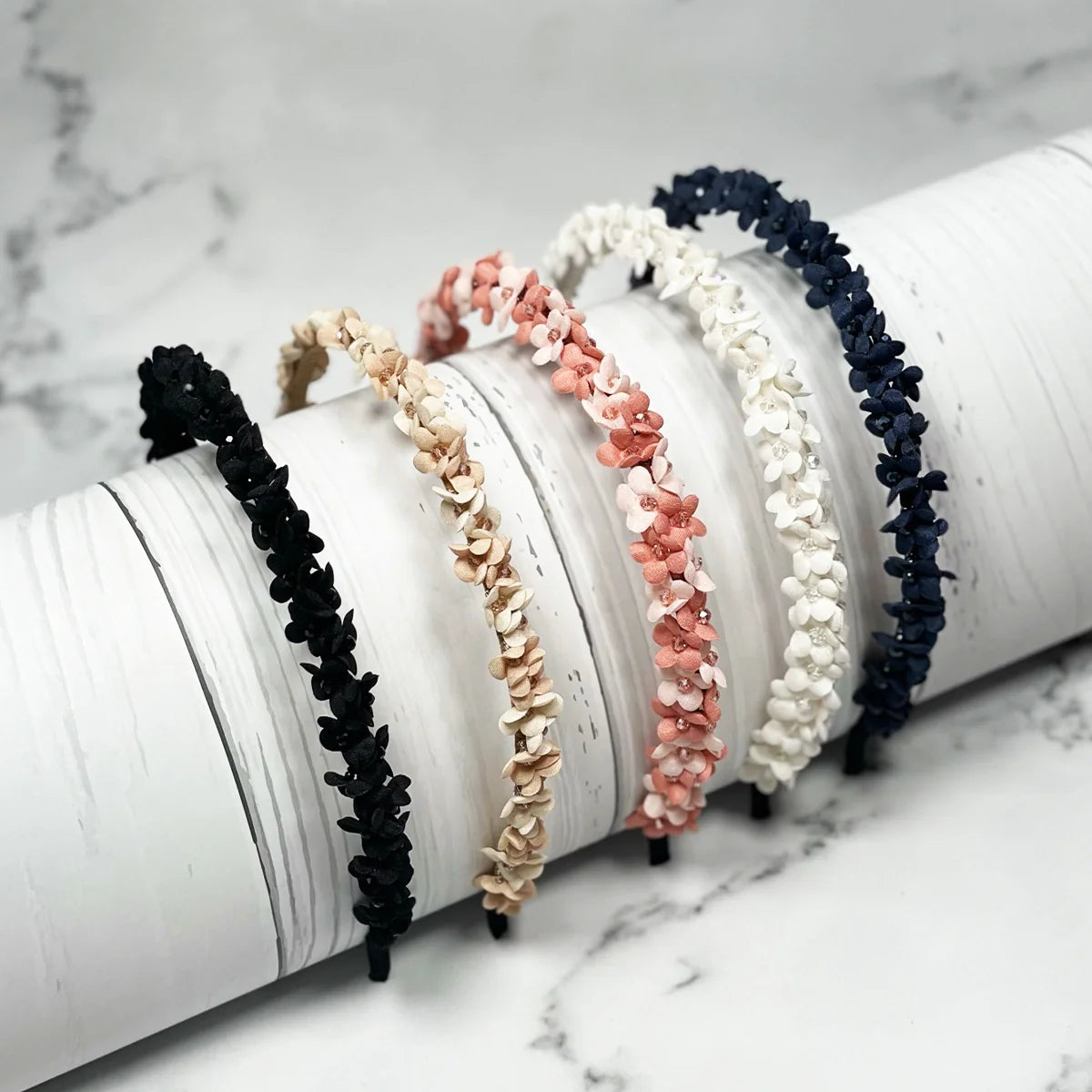 Studded hairbands with flowers