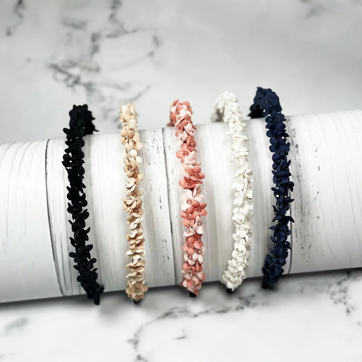Studded hairbands with flowers