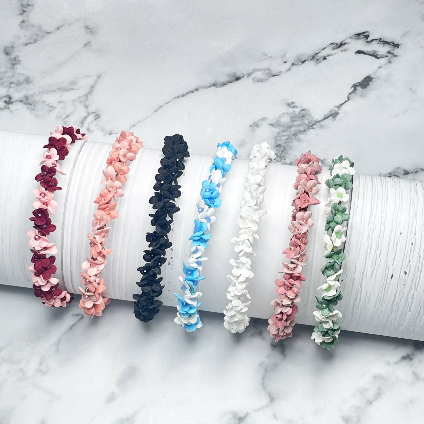 Studded hairbands with flowers