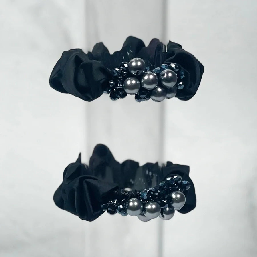 Crystal Studded Cloth Hair Ties (Assorted-Pack of 3 pcs)