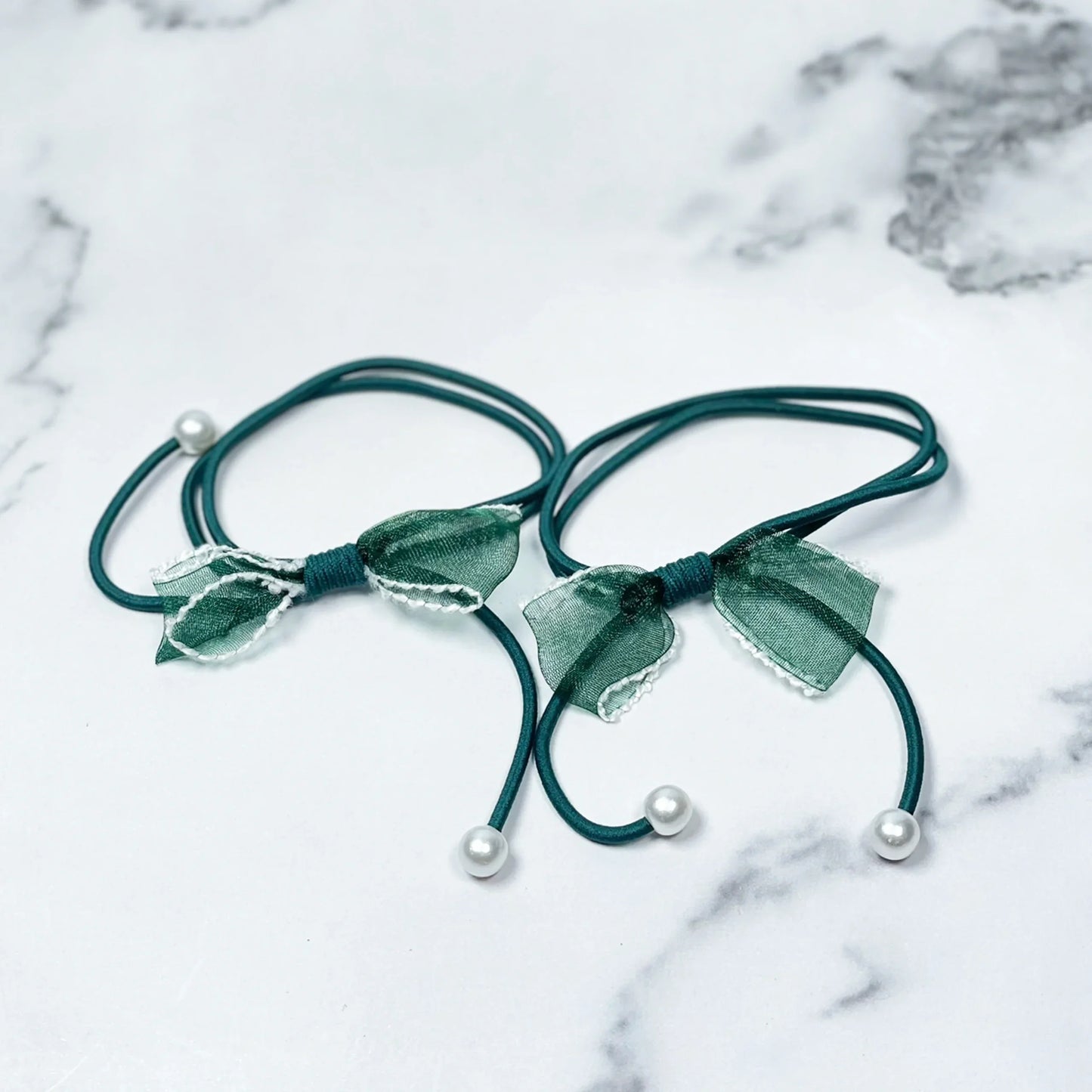 Hair Ties with Bows and Beads (Pack of 2)