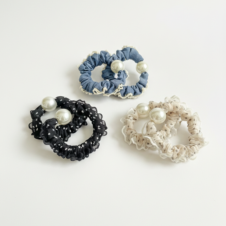 Pearl Hair Ties ( 3 Pairs)