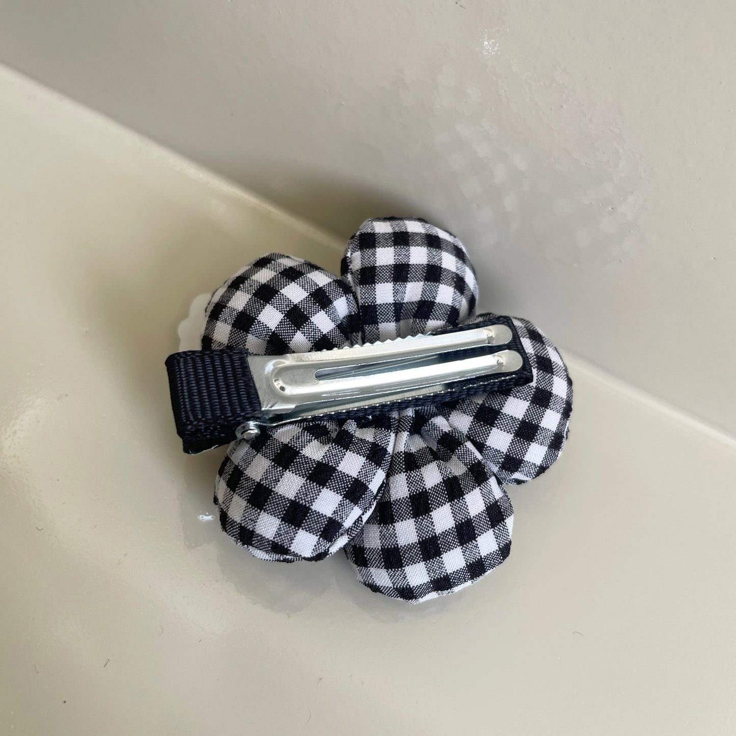 Kitty Hair Clips Pair (Black Check)