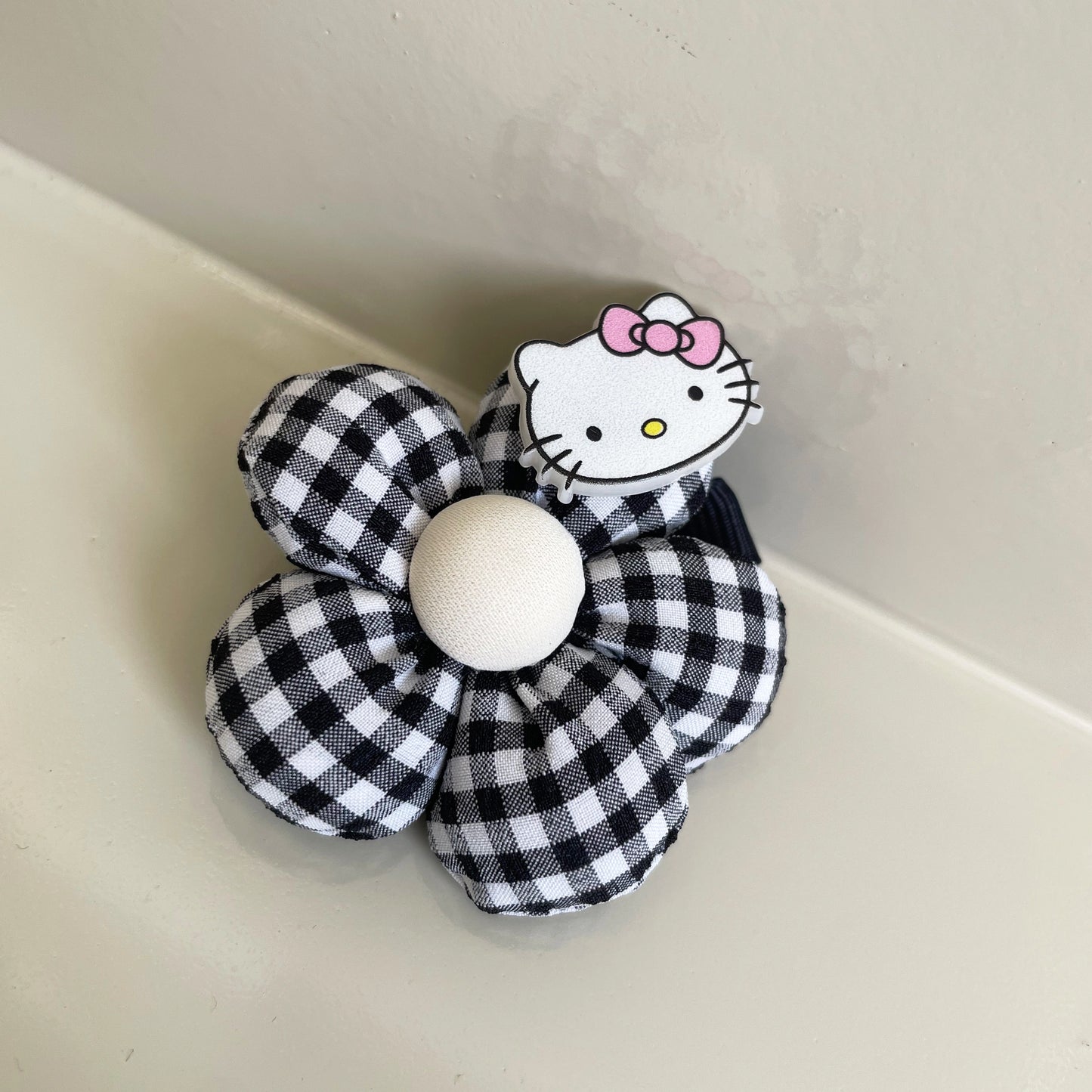 Kitty Hair Clips Pair (Black Check)