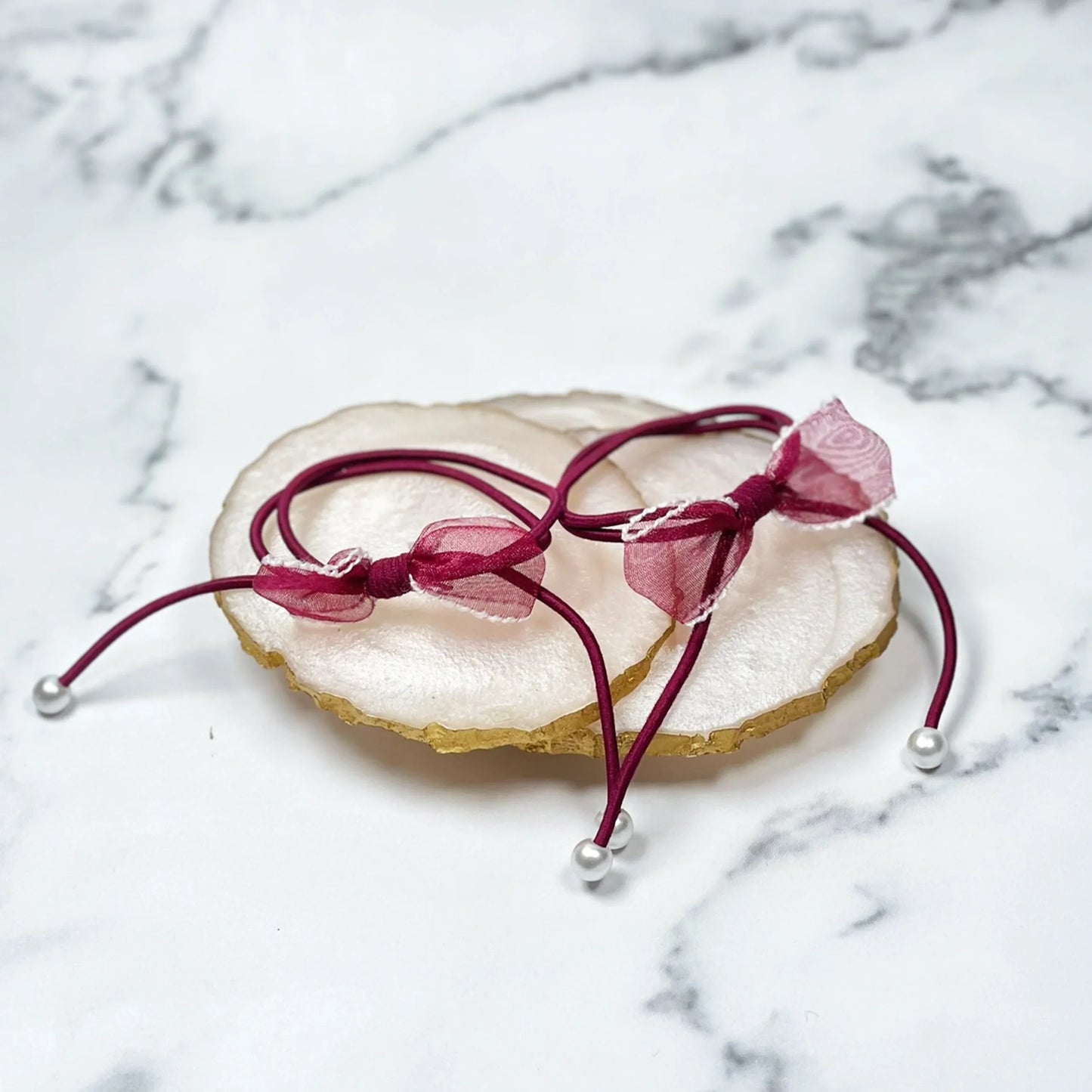 Hair Ties with Bows and Beads (Pack of 2)