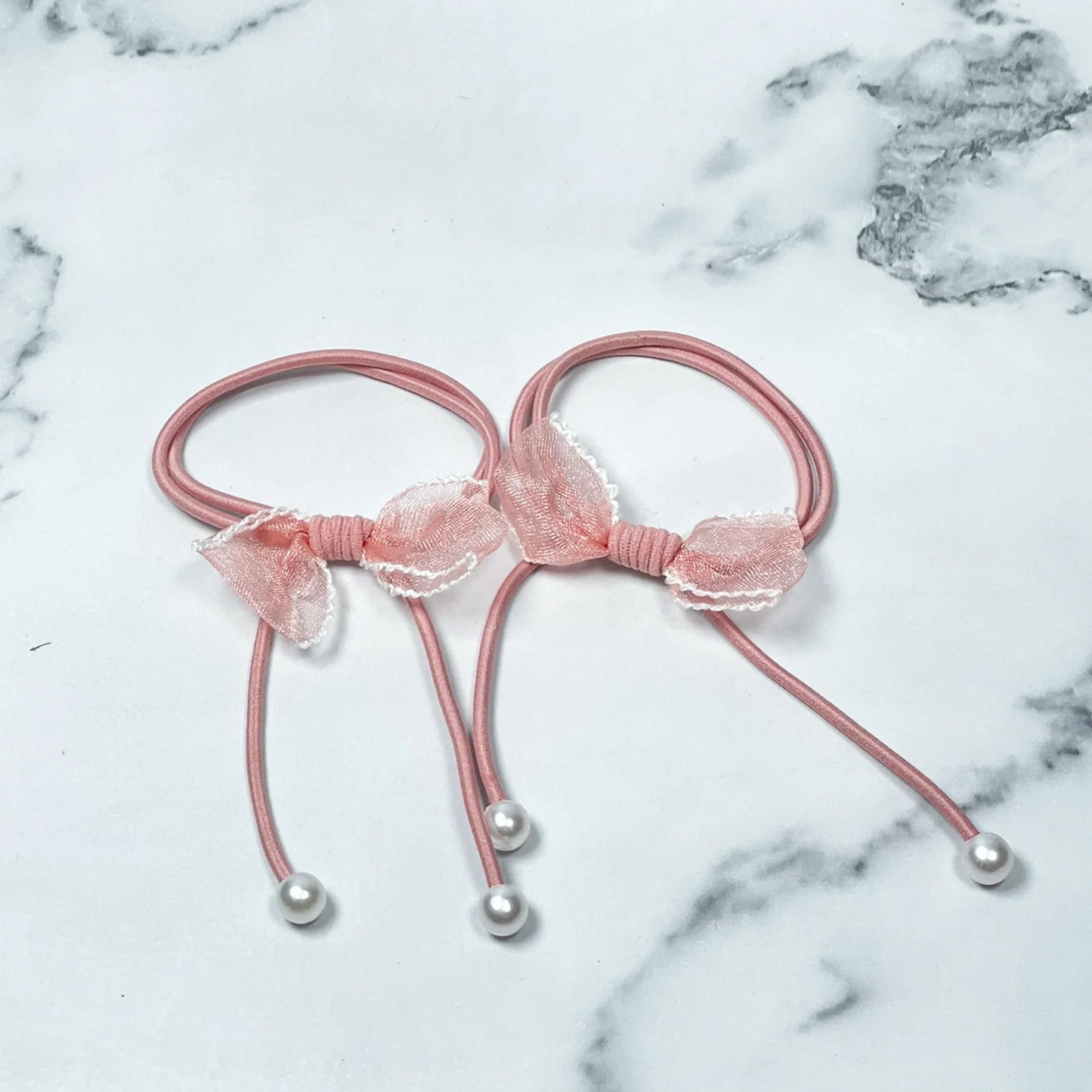 Hair Ties with Bows and Beads (Pack of 2)