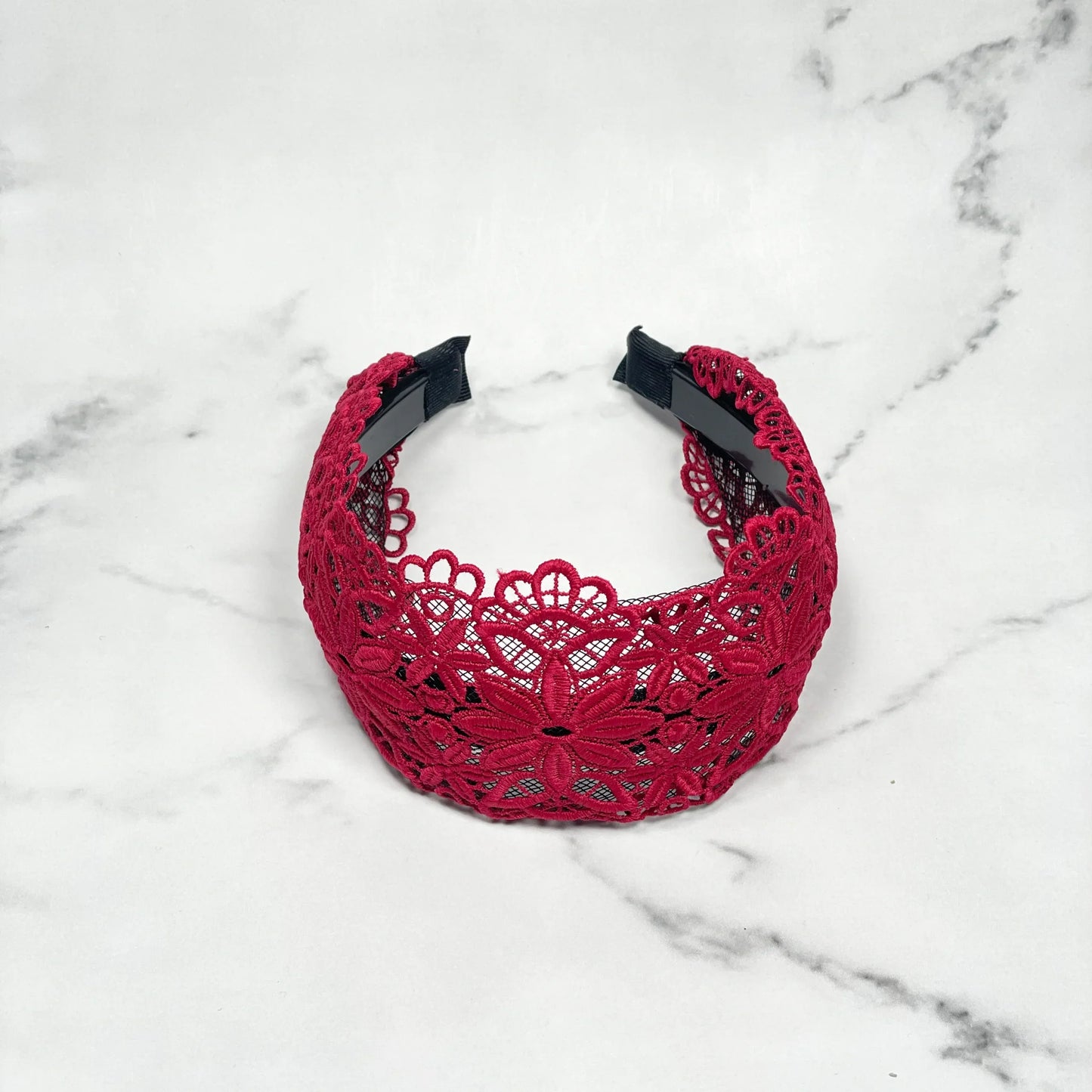 Broad Red Lacy floral Hairband