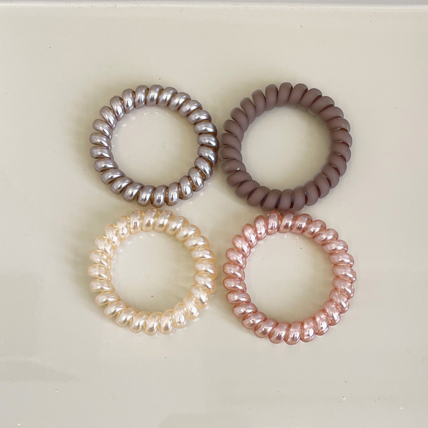 Spiral Hair Ties - Pack of Assorted 4 Hair Ties