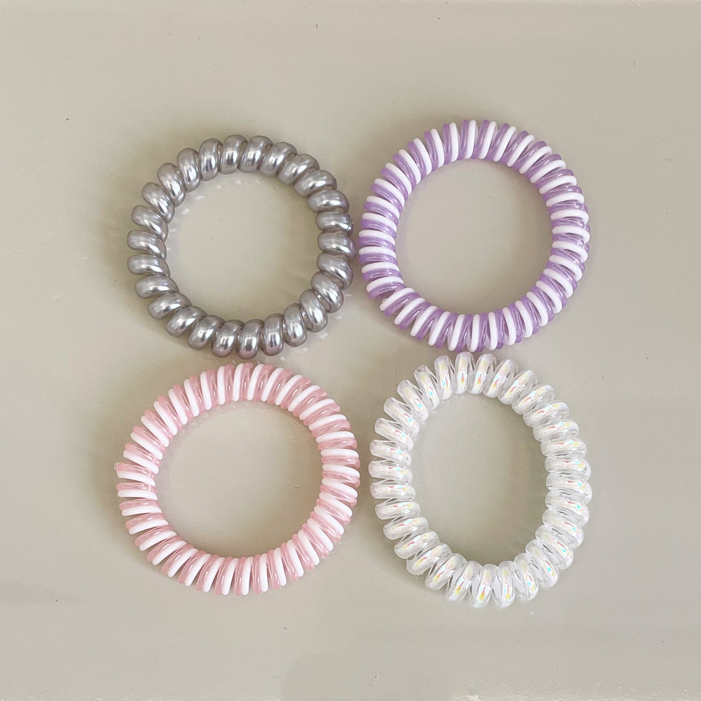 Spiral Hair Ties - Pack of Assorted 4 Hair Ties