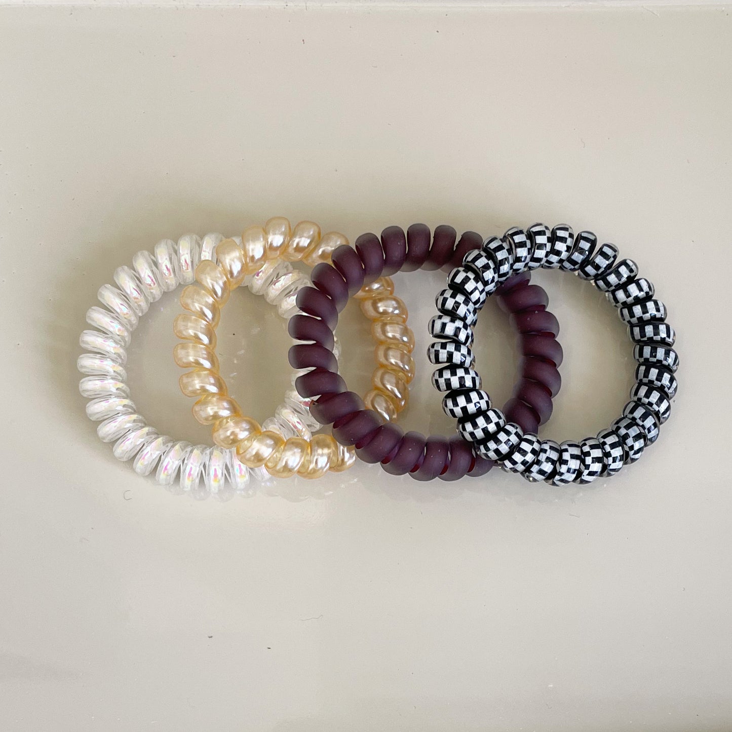 Spiral Hair Ties - Pack of Assorted 4 Hair Ties