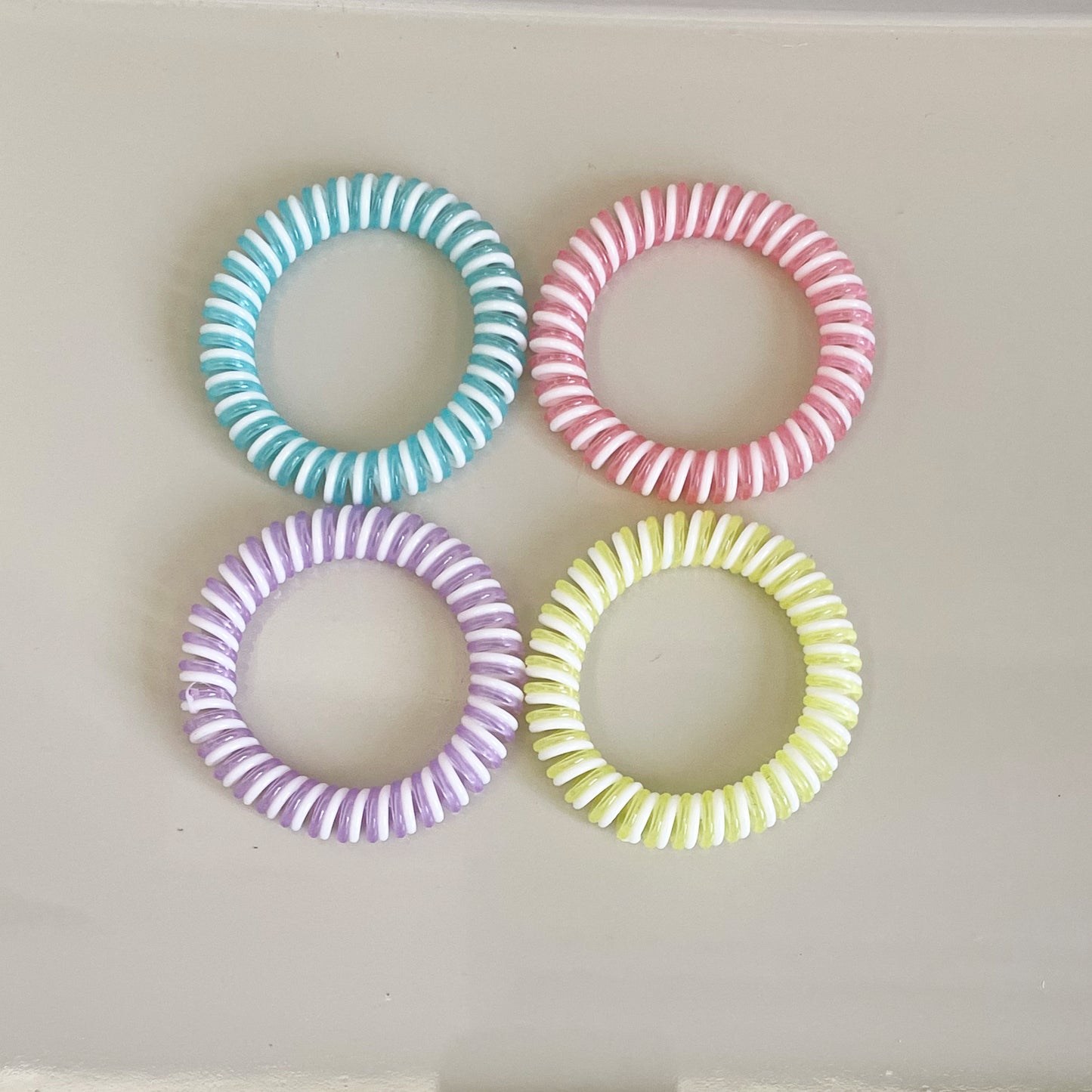 Spiral Hair Ties - Pack of Assorted 4 Hair Ties