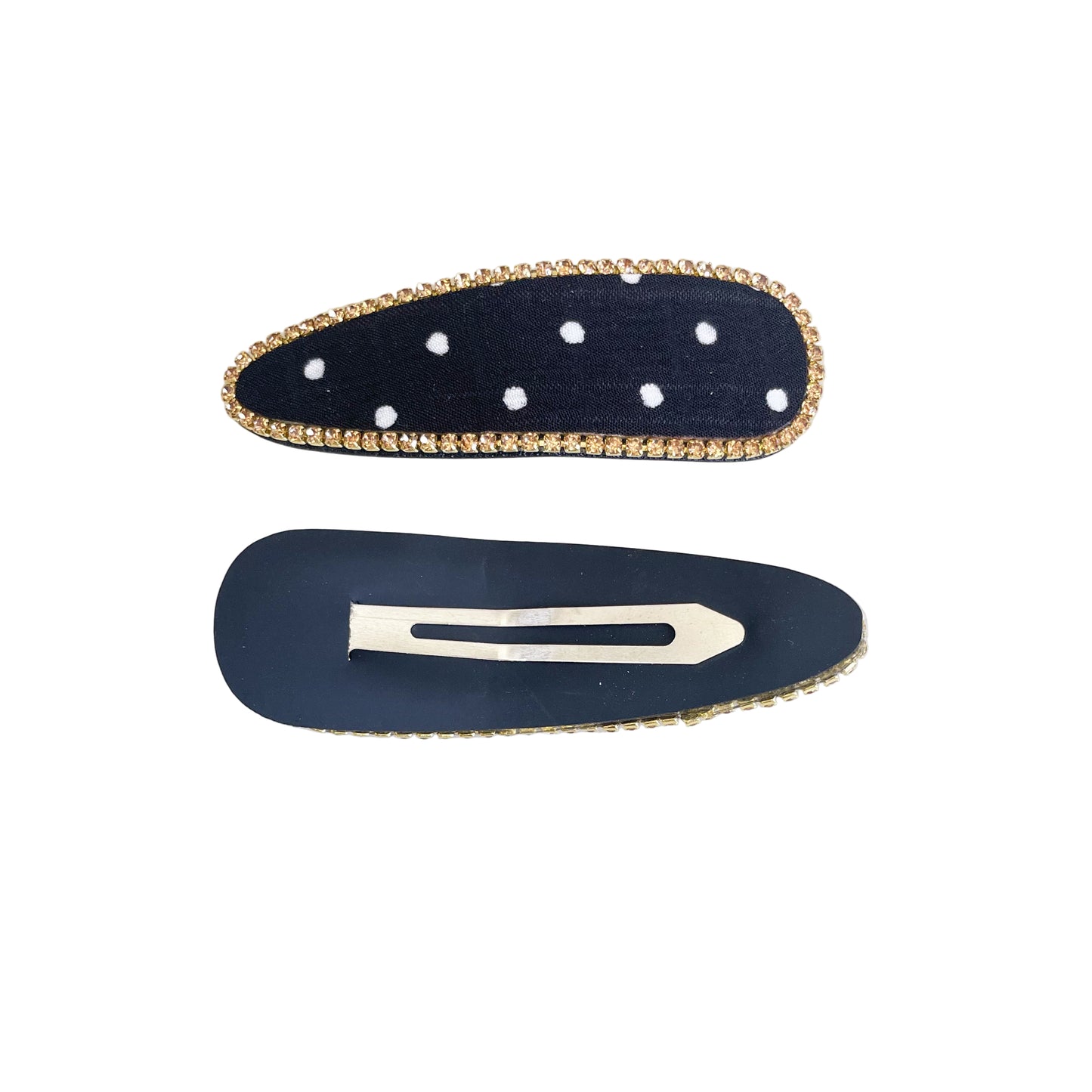 Studded Black Clip with White Polka Dots (Tic Tac)