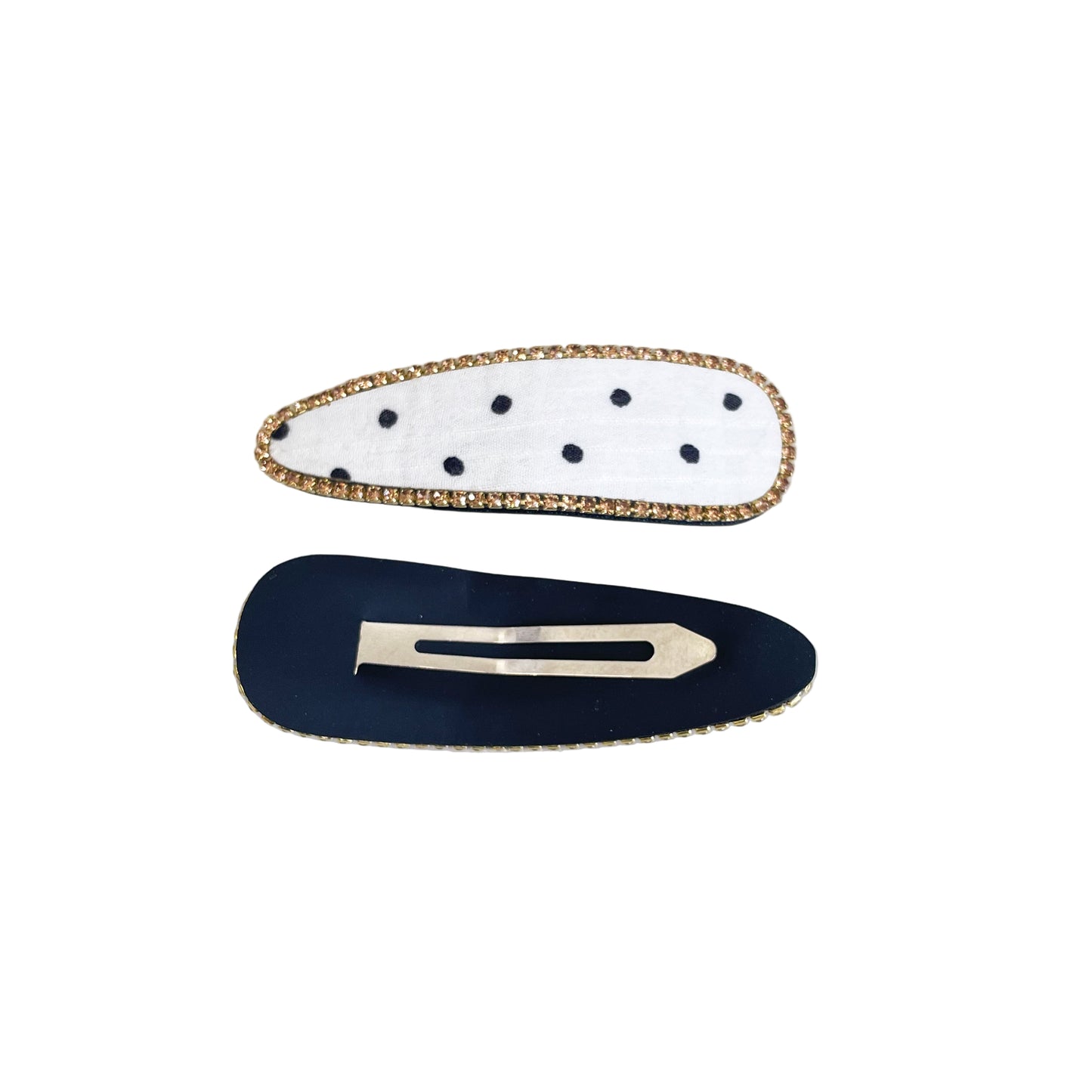 Studded White Clip with Black Polka Dots (Tic Tac) (Copy)