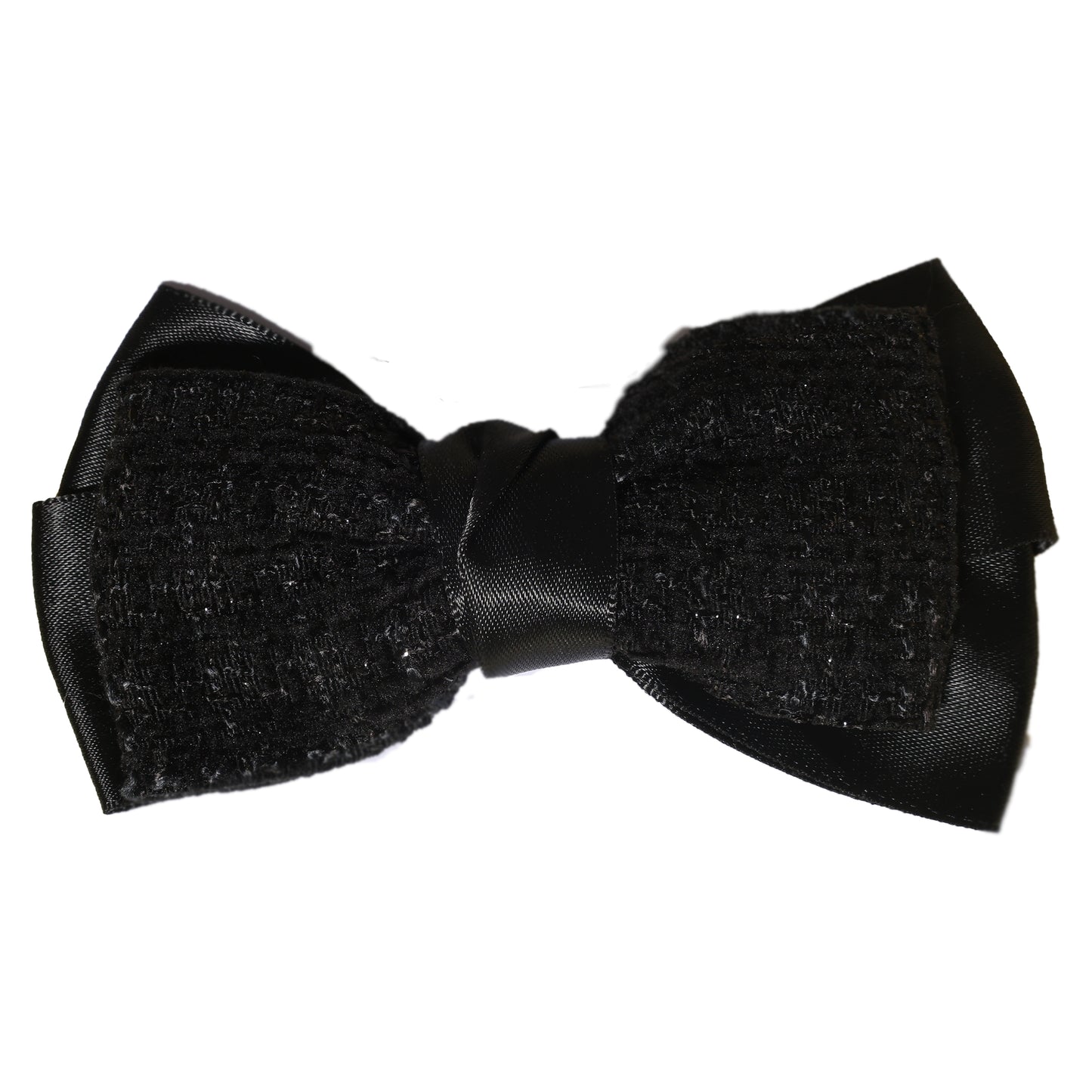 Black Check Shimmery Bow Clips with textured fabric and satin finish for stylish hair accessories