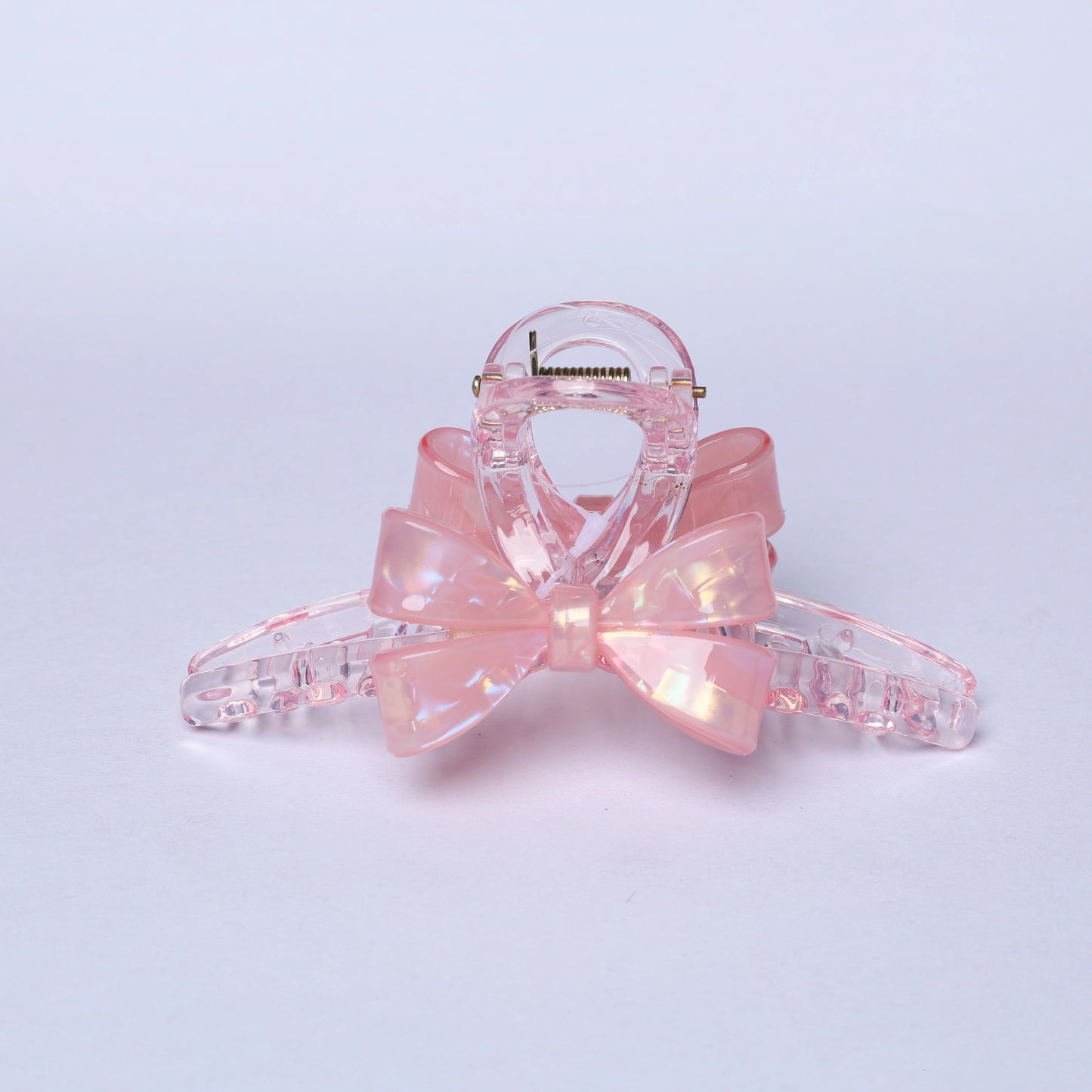Pink translucent bow hair clutches clip for stylish hair accessories