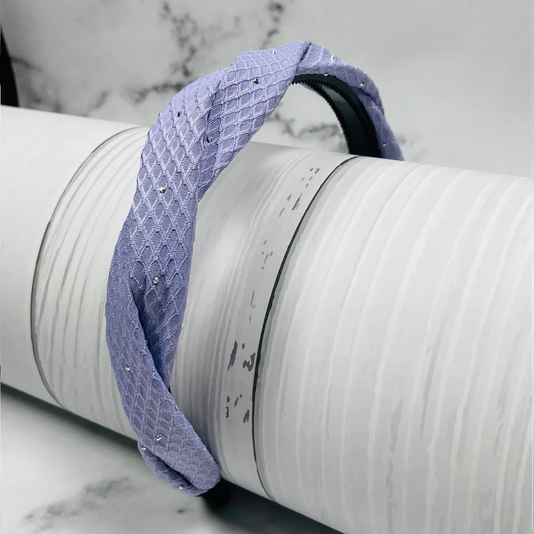 Light Studded Hairbands in lavender with textured fabric and small decorative studs