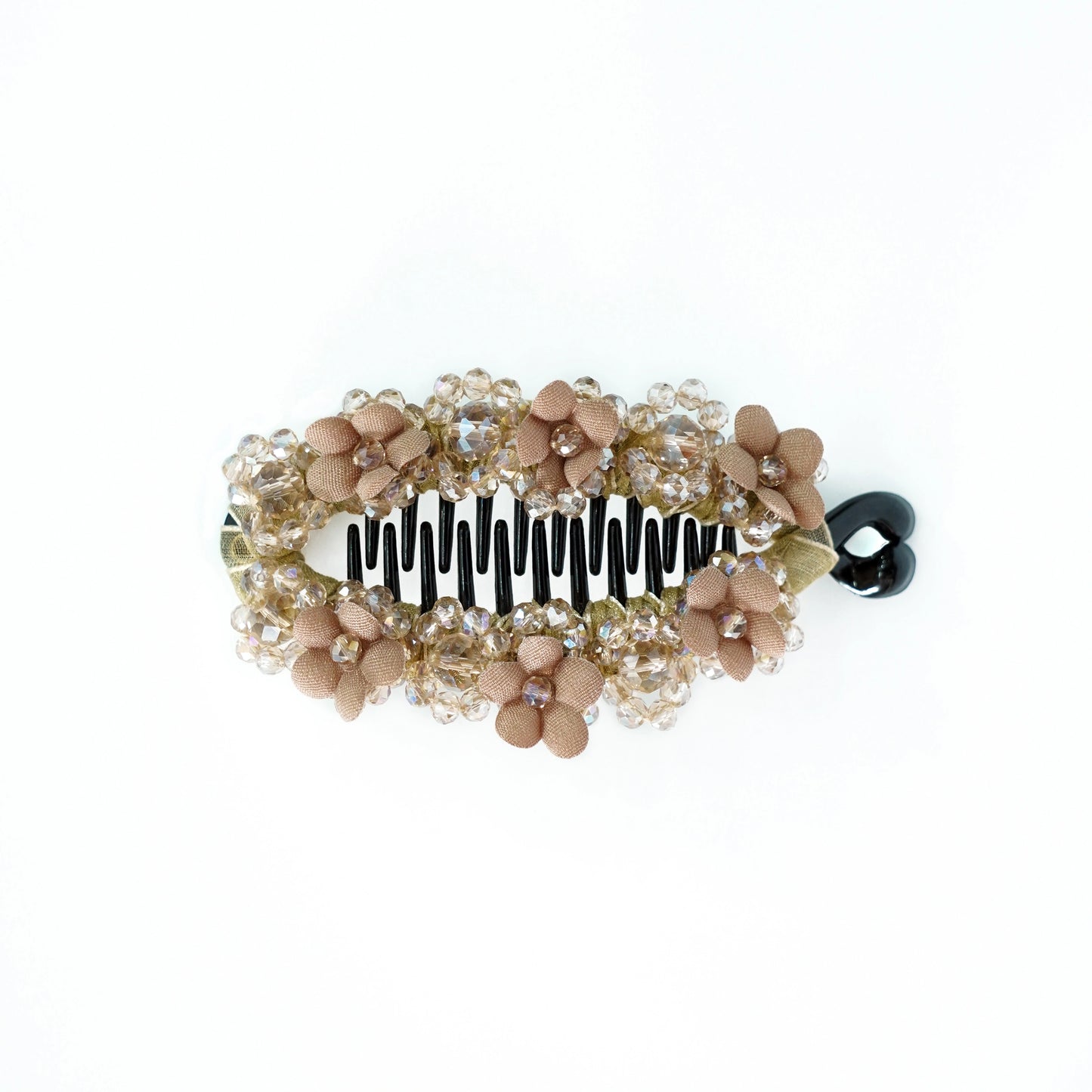 Floral Crystal Studded Banana Clip (Golden)