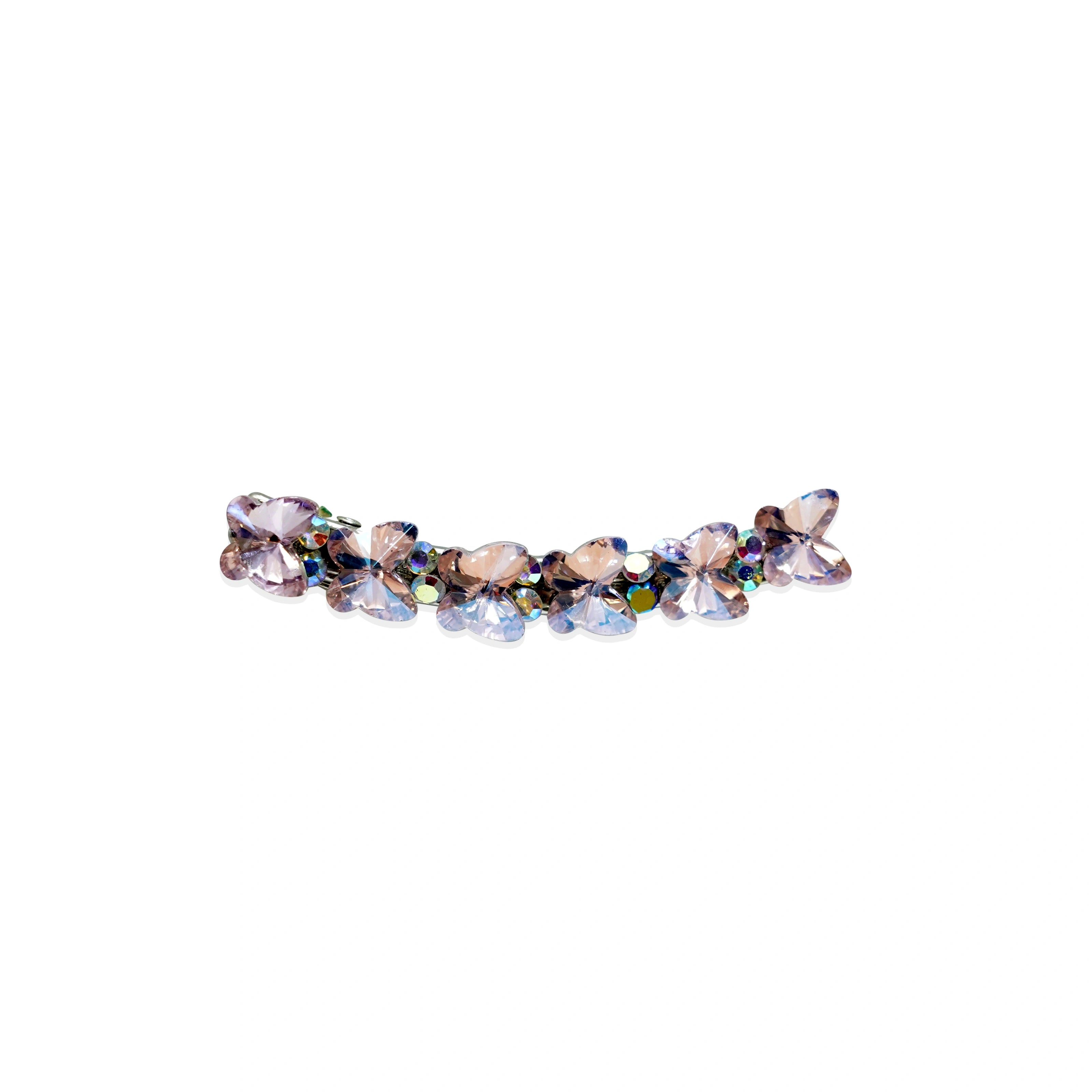 Studded Pink Butterfly Hair Pin (Single)