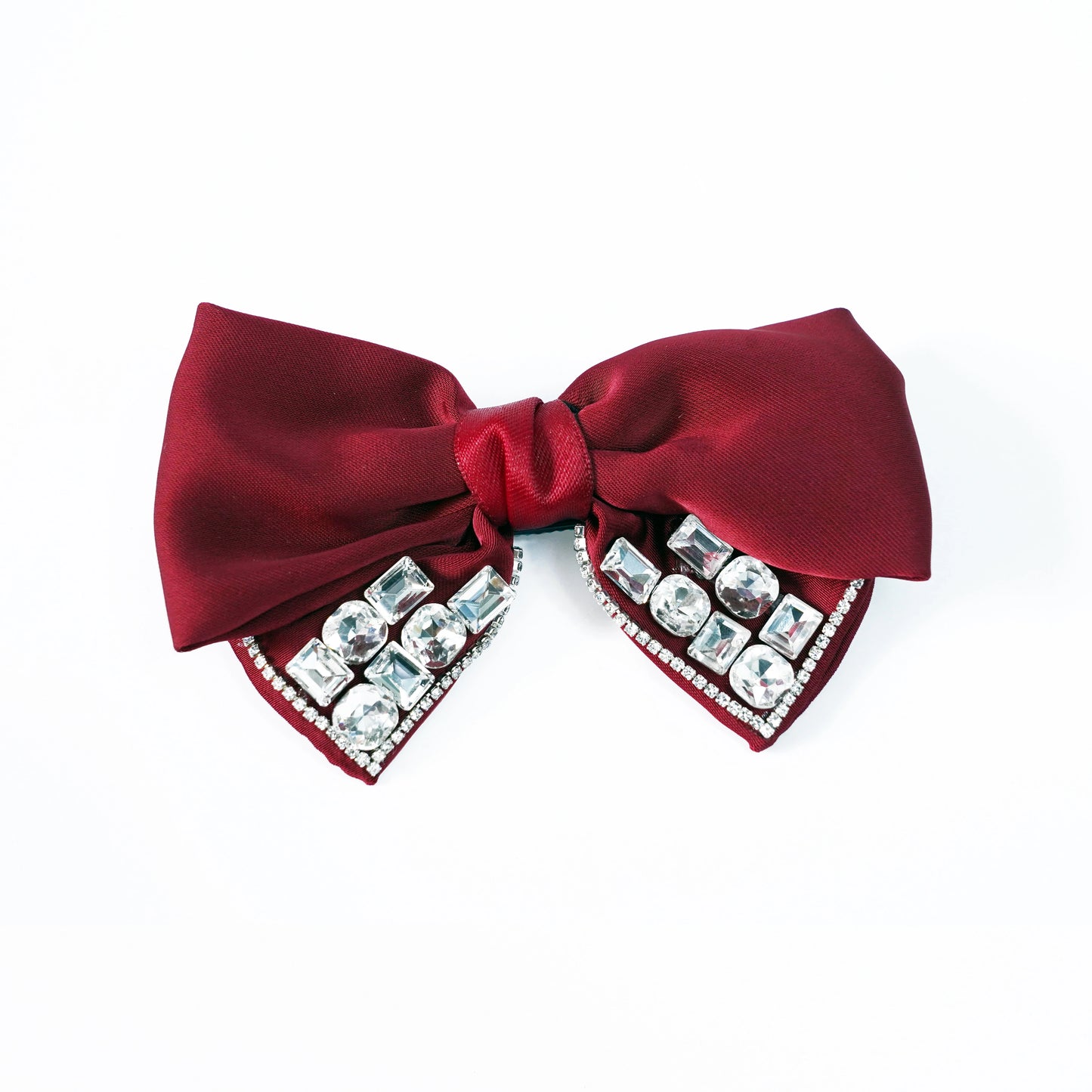 Studded Elegant Satin Bow Clips