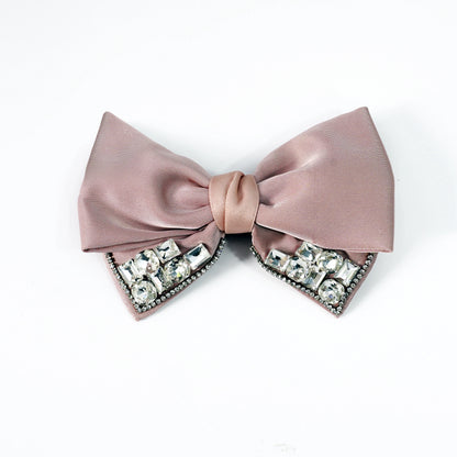 Studded Elegant Satin Bow Clips