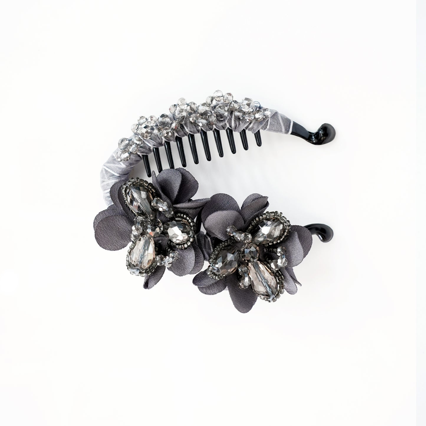 Heavy Crystal Banana Clips (Silver Grey)