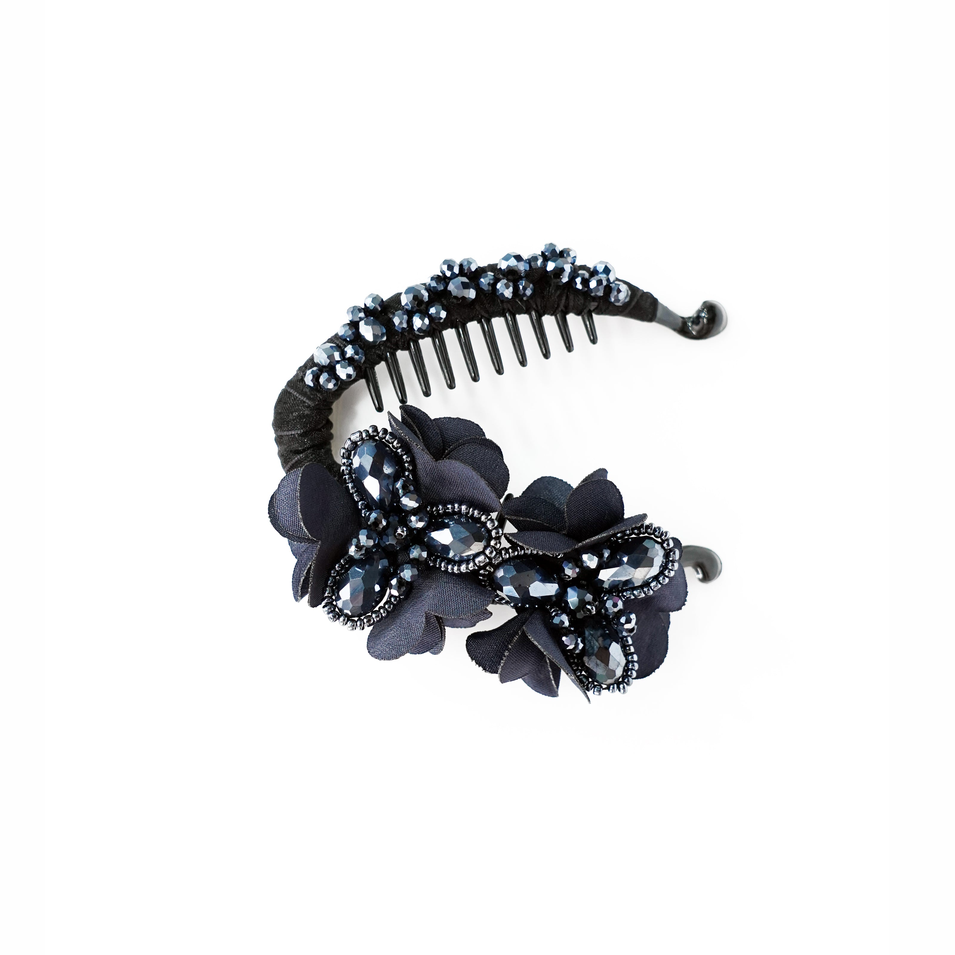 Heavy Crystal Banana Clips (Navy Blue)