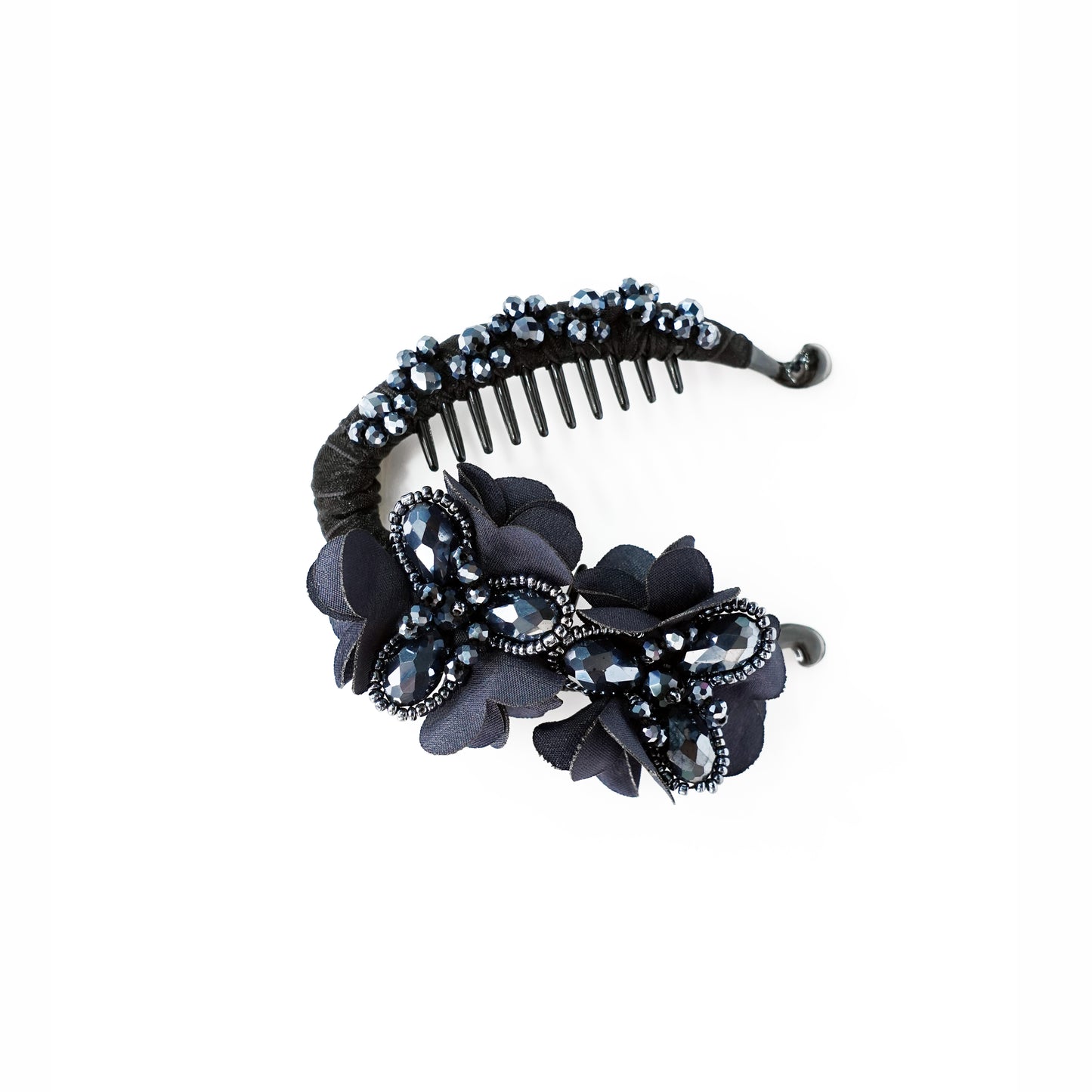 Heavy Crystal Banana Clips (Navy Blue)