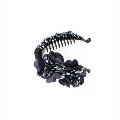 Heavy Crystal Banana Clips (Navy Blue)
