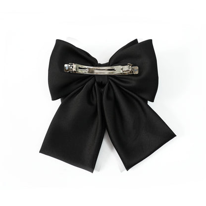 Soft Satin Bow Clip with Satin Ribbon (Black)