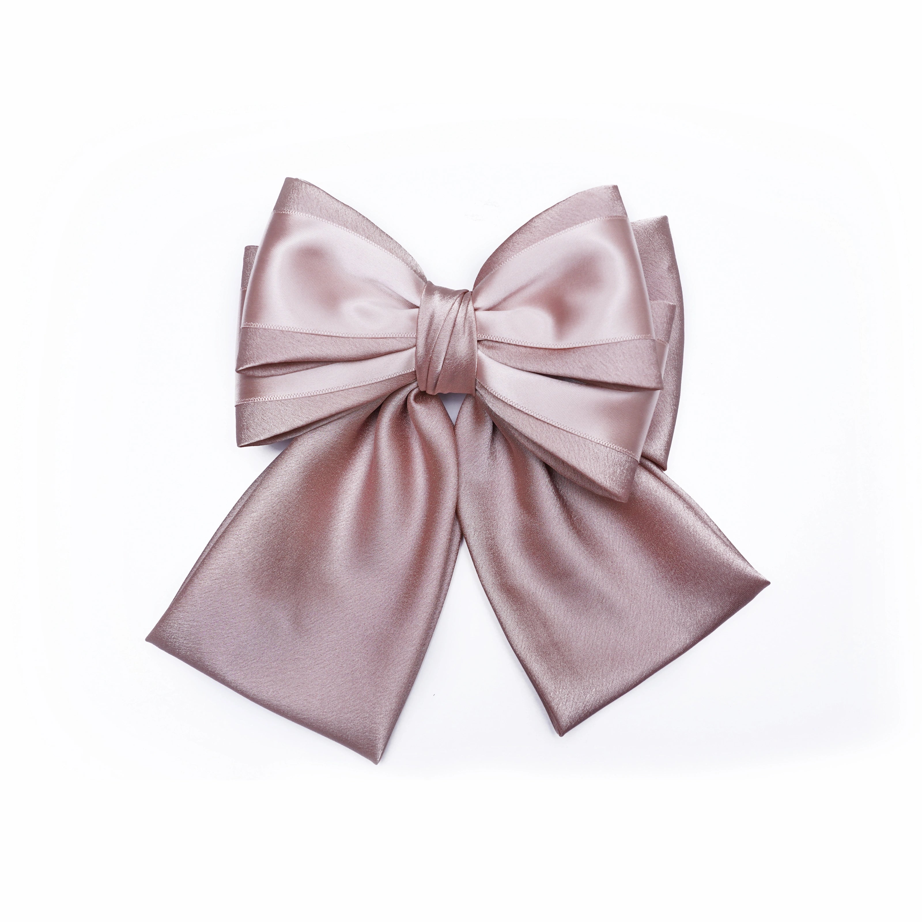 Soft Satin Bow Clip with Satin Ribbon (Pink)