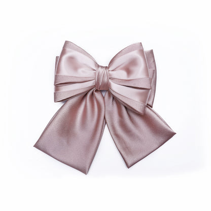 Soft Satin Bow Clip with Satin Ribbon (Pink)