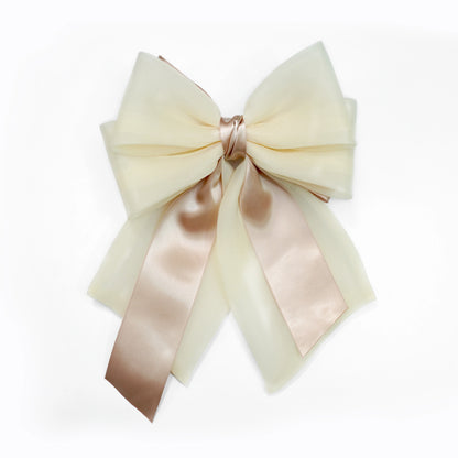 Double Organza and Satin Bow Clips (Lemon)