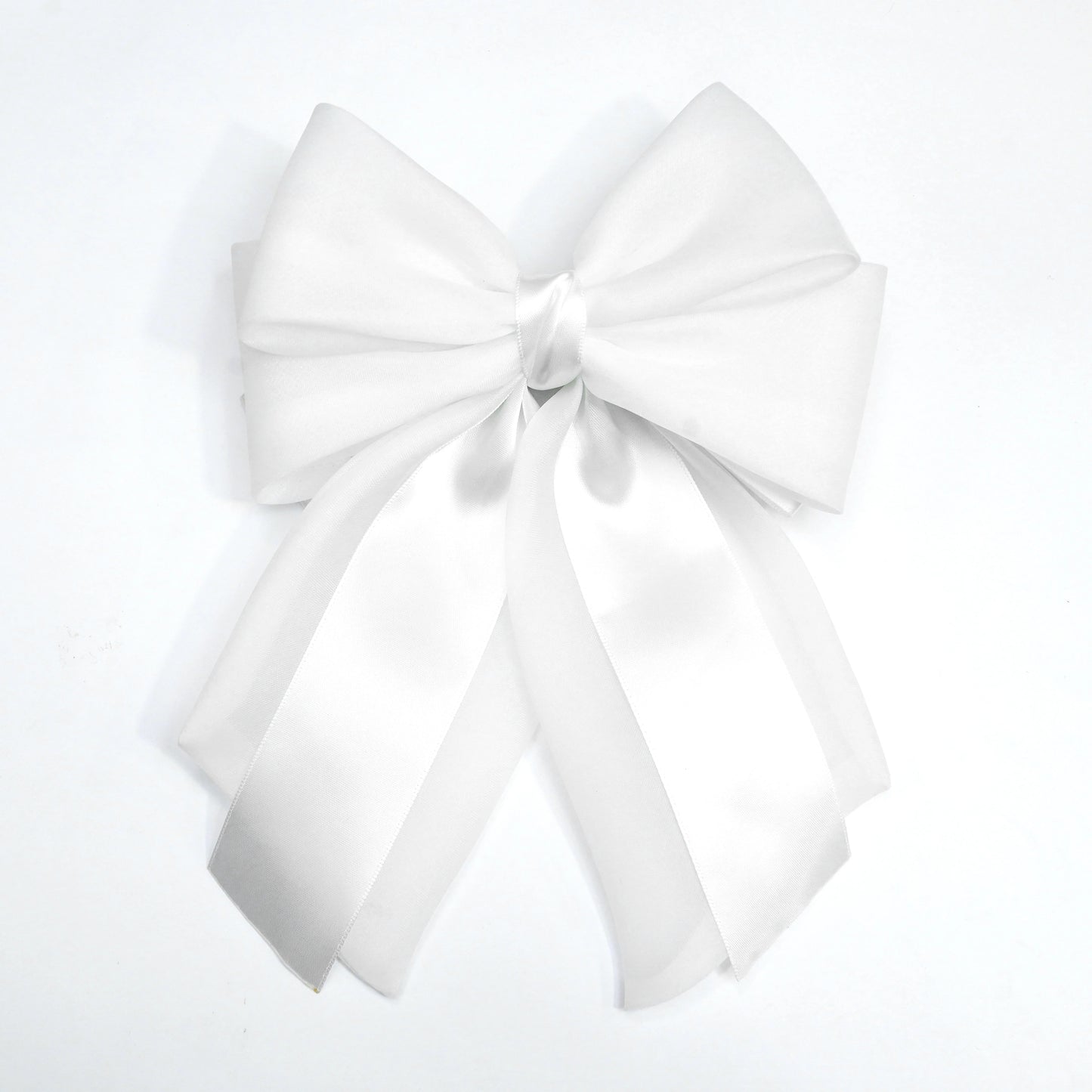 Double Organza and Satin Bow Clips (White)