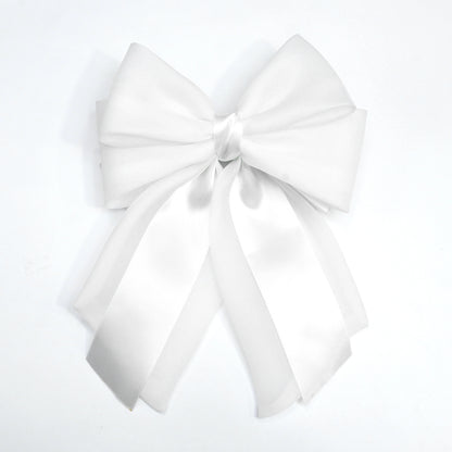 Double Organza and Satin Bow Clips (White)