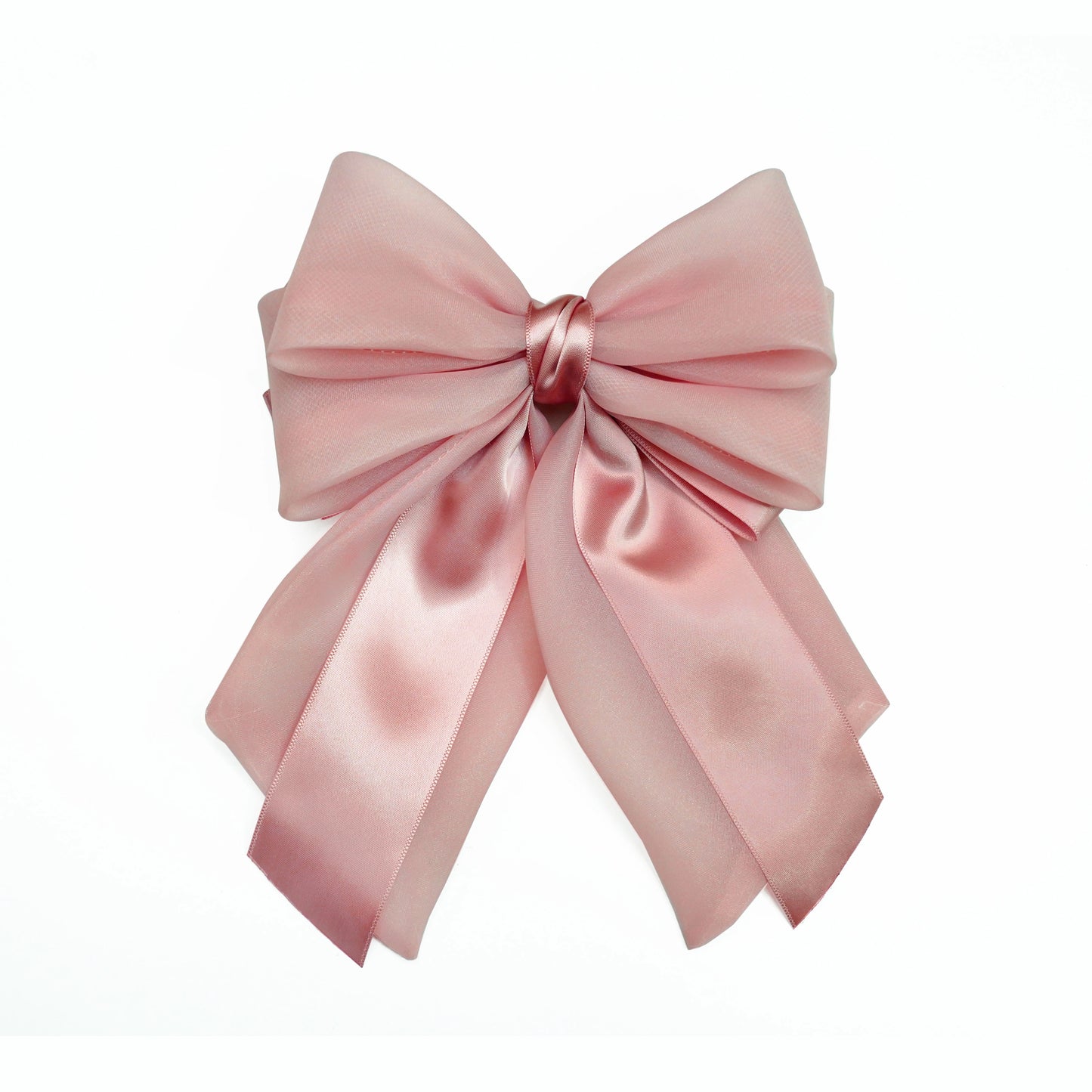 Double Organza and Satin Bow Clips (Pink)
