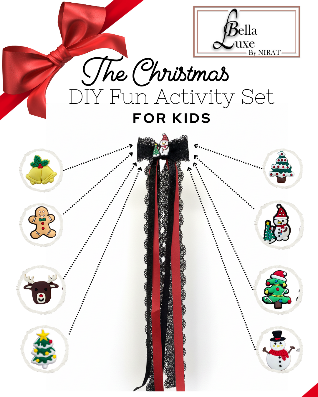 DIY Hair Bow Clip (Black and Red)