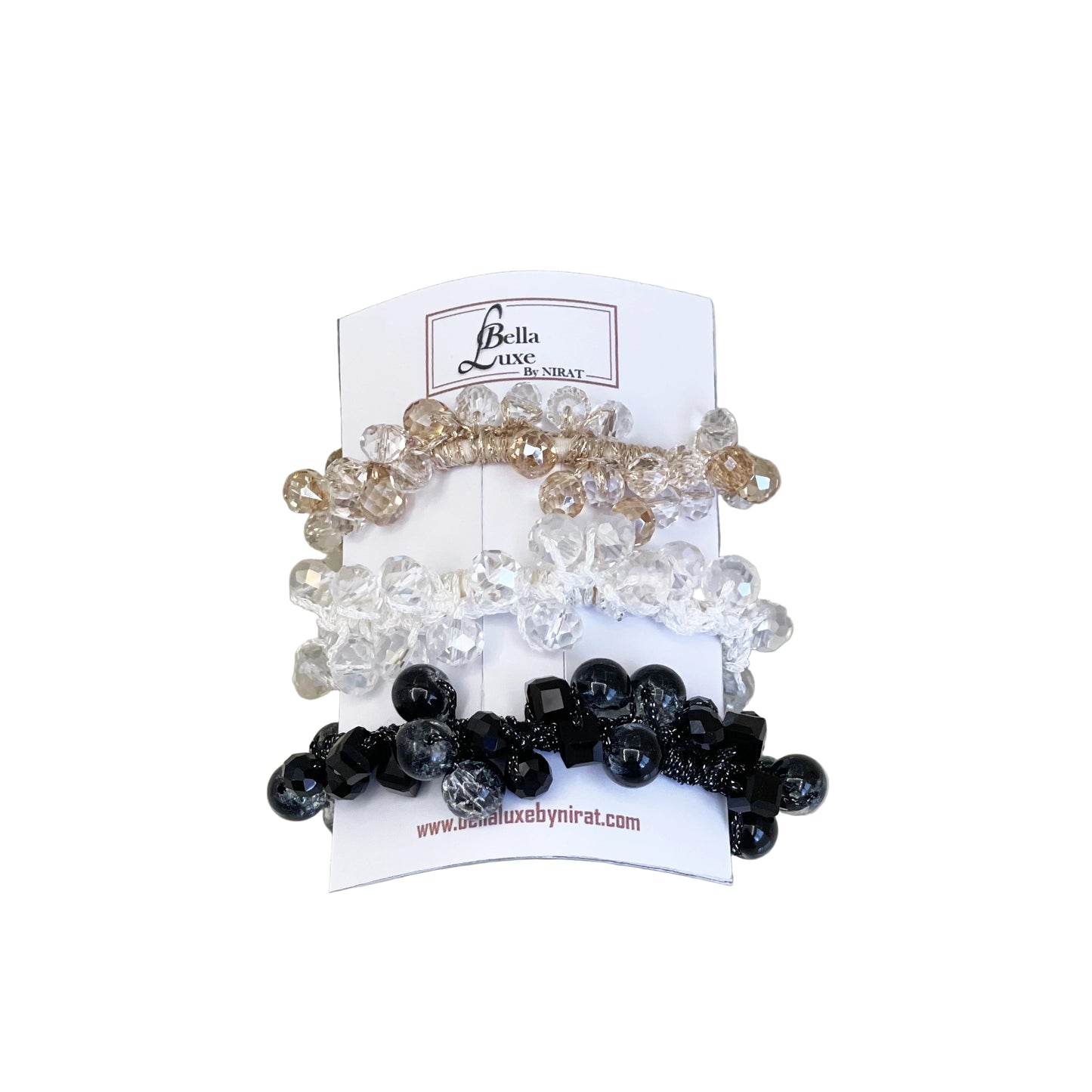 Premium Crystal Studded Hair Ties (Pack of 3)