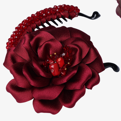 one floral red banana clip