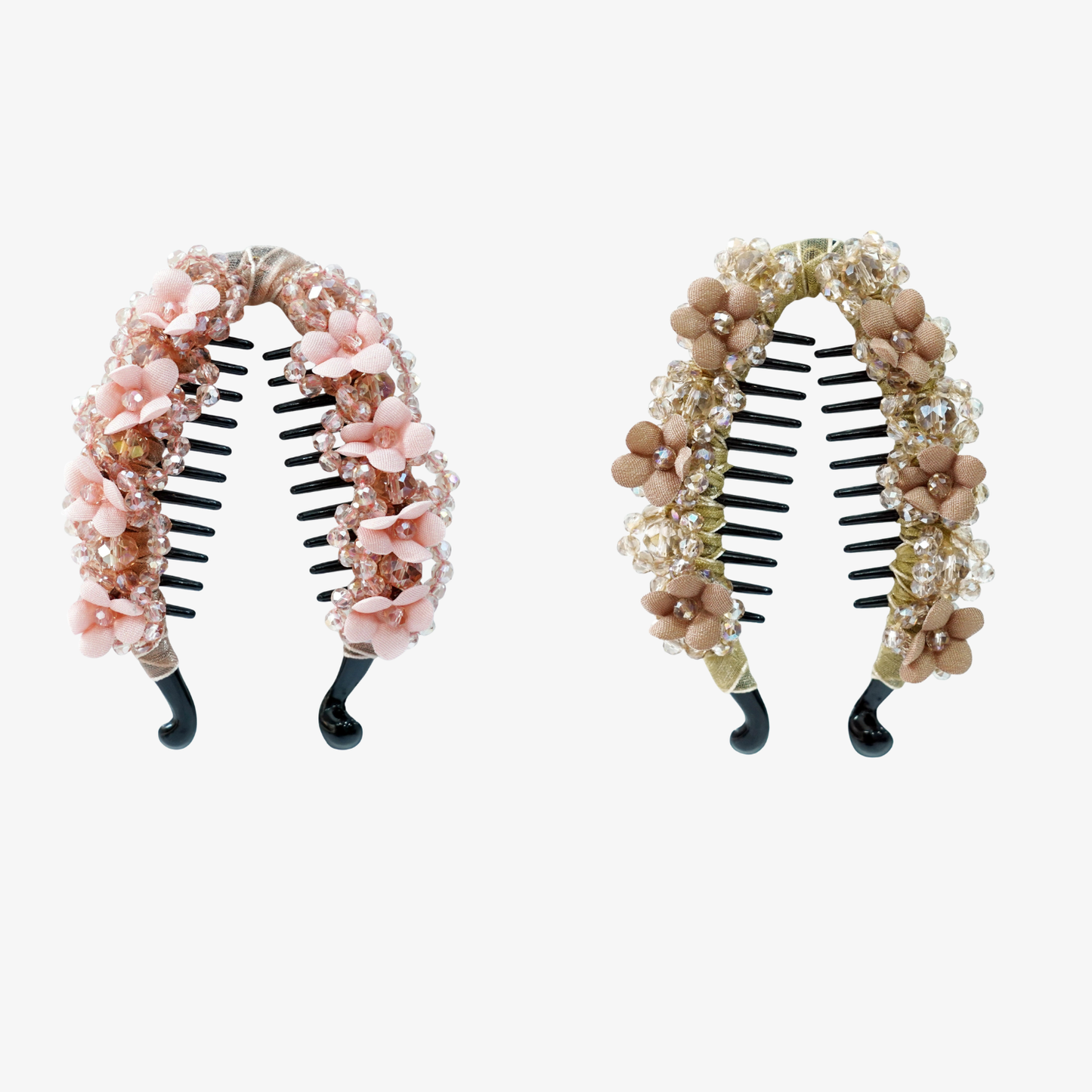 Floral Crystal Studded Banana Clip (Pack Of 2)