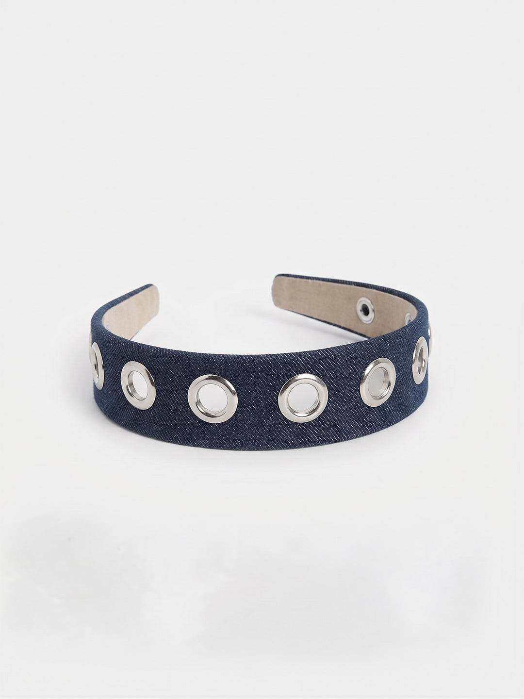 Eyelet Denim Headband (Dark Blue)