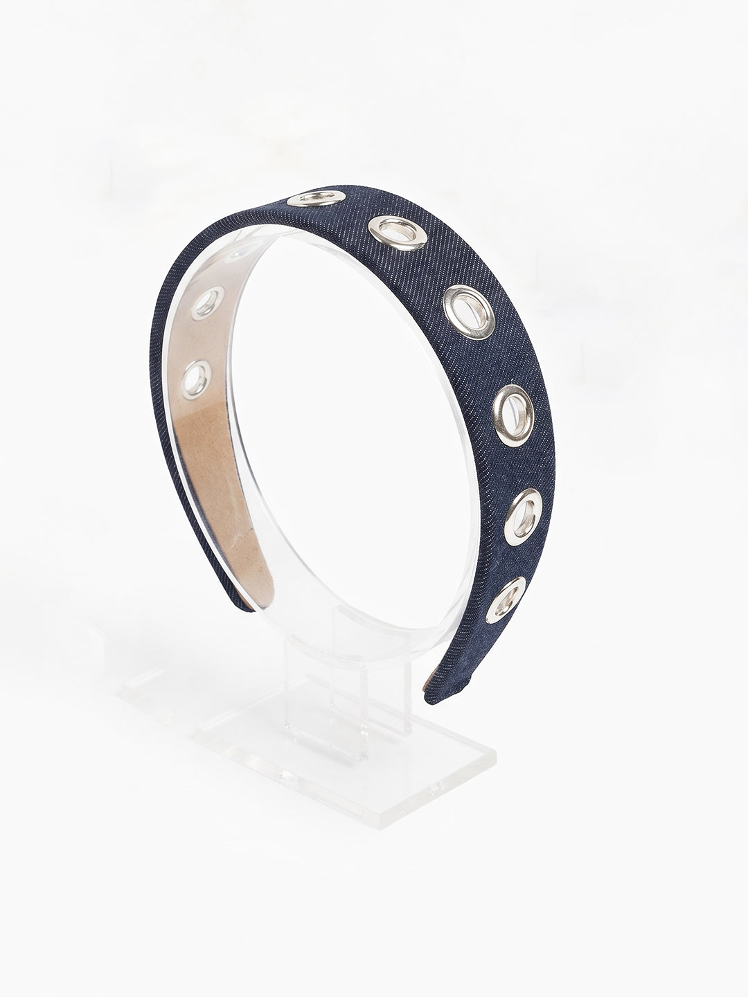 Eyelet Denim Headband (Dark Blue)