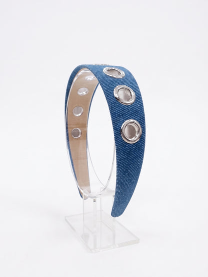 Eyelet Denim Headband (Light Blue)