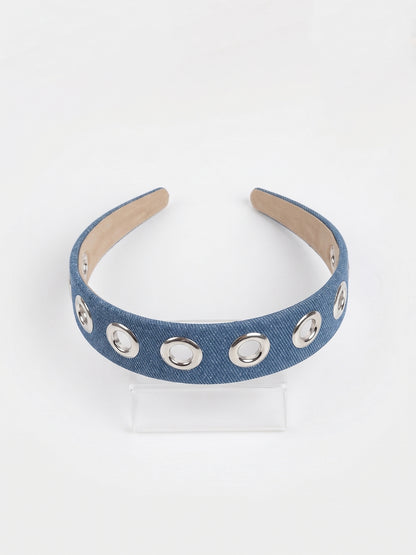 Eyelet Denim Headband (Light Blue)