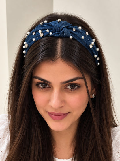 Perle noeud Headband (Dark Blue)