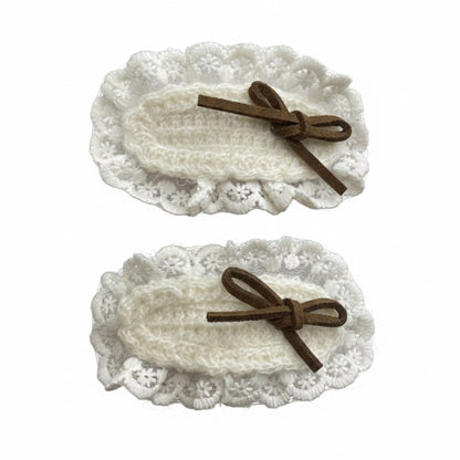 Sleek Bows on Beautiful Lacy Tic Tac Pins (Two pairs)