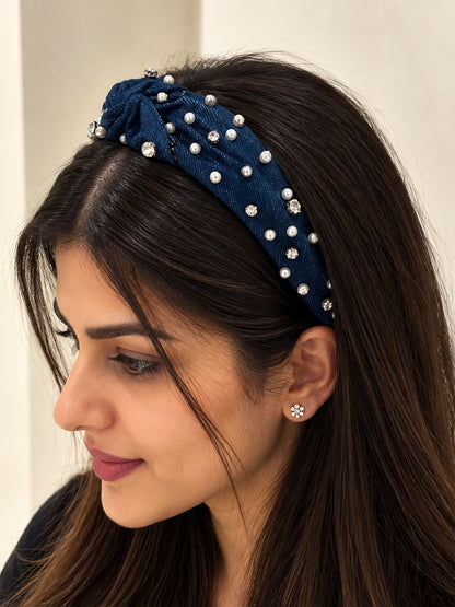 Perle noeud Headband (Dark Blue)