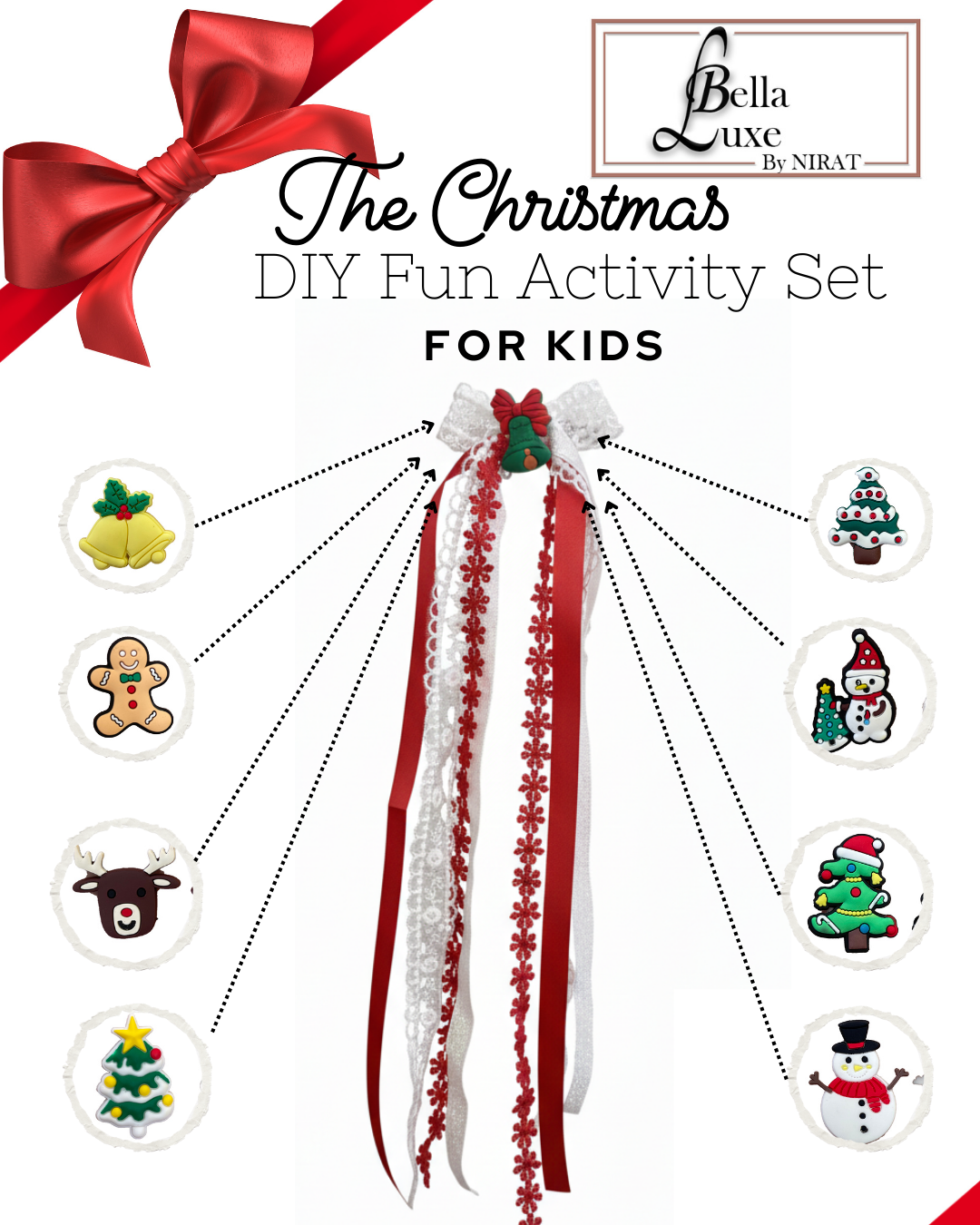 DIY Hair Bow Clip (White and Red)